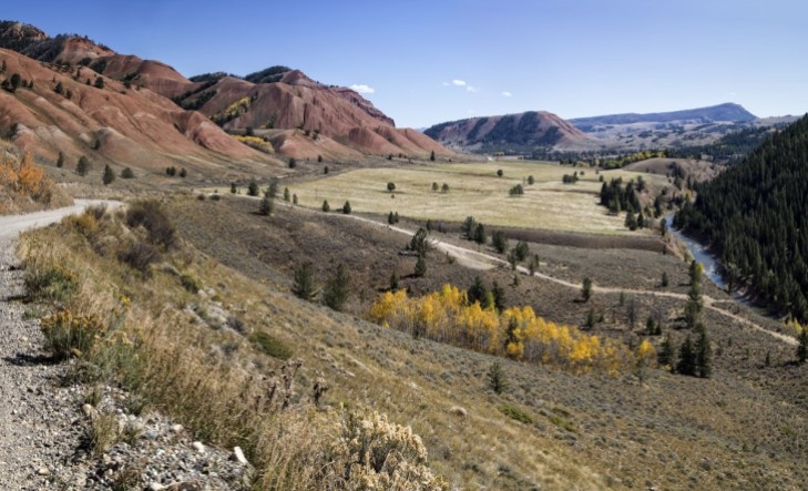 If you drive east on Gros Ventre Road in Grand Teton National Park you eventually encounter these red hills.